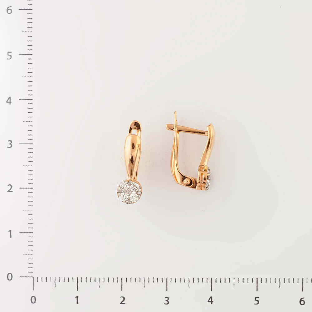 Серьги с бриллиантом из красного золота 585 пробы