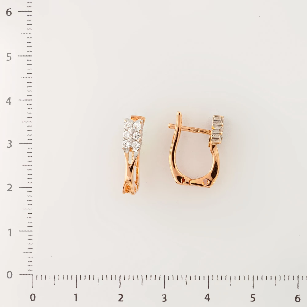 Серьги с фианитом из красного золота 585 пробы