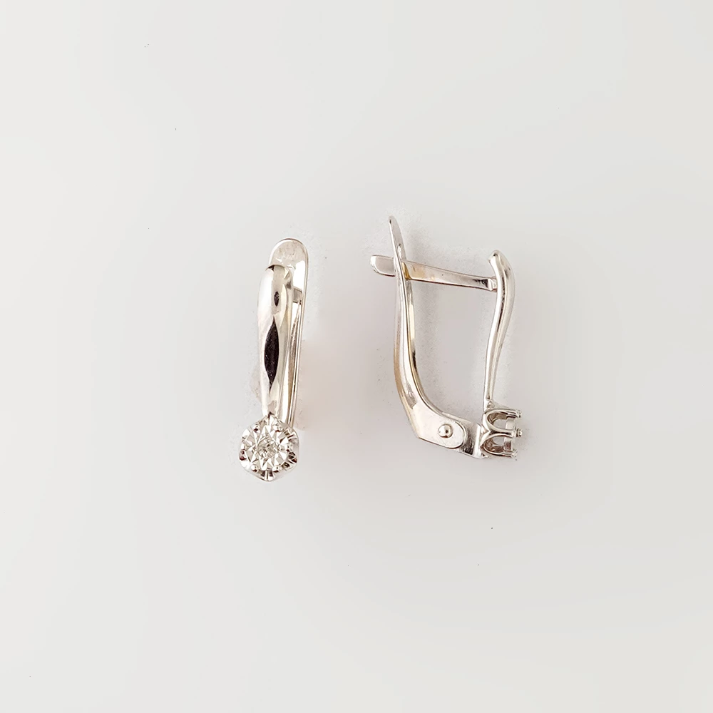 Серьги с бриллиантом из красного золота 585 пробы