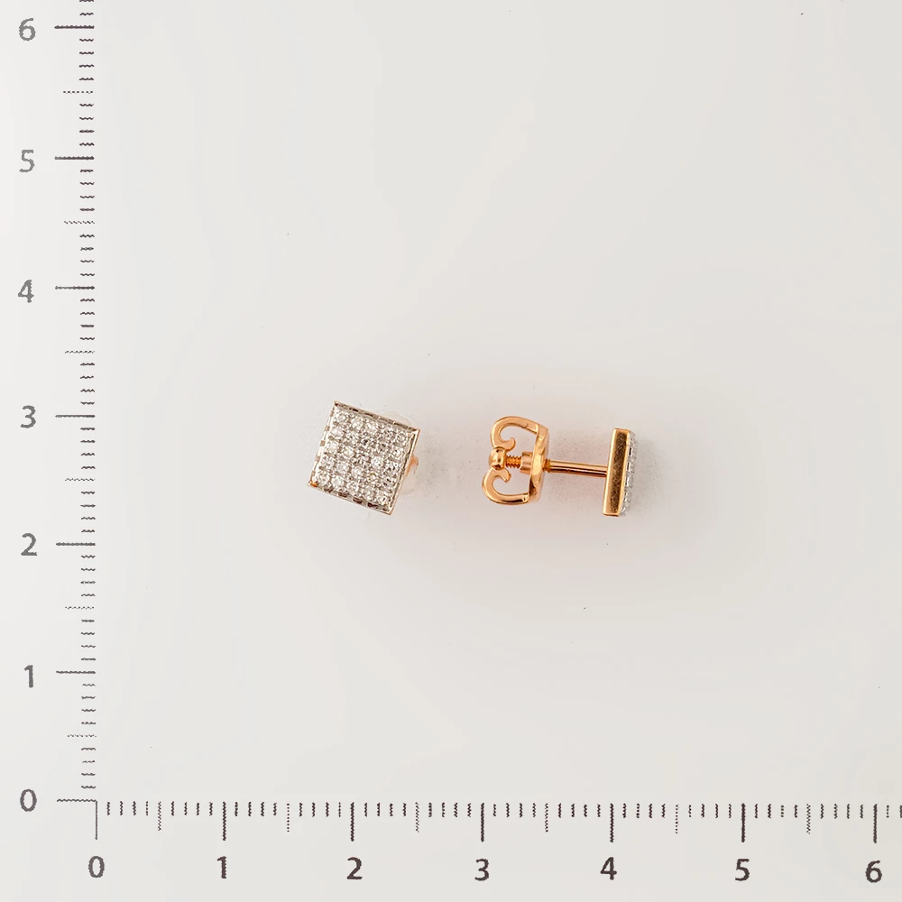 Серьги с бриллиантом из красного золота 585 пробы