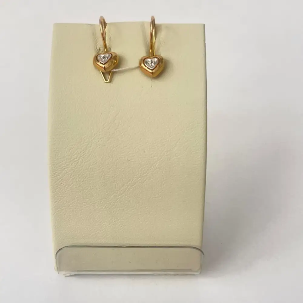 Серьги с фианитом из красного золота 585 пробы