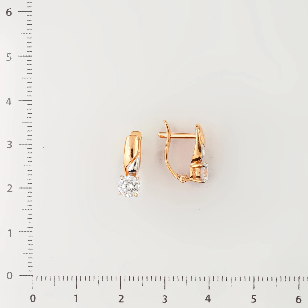 Серьги с фианитом из красного золота 585 пробы