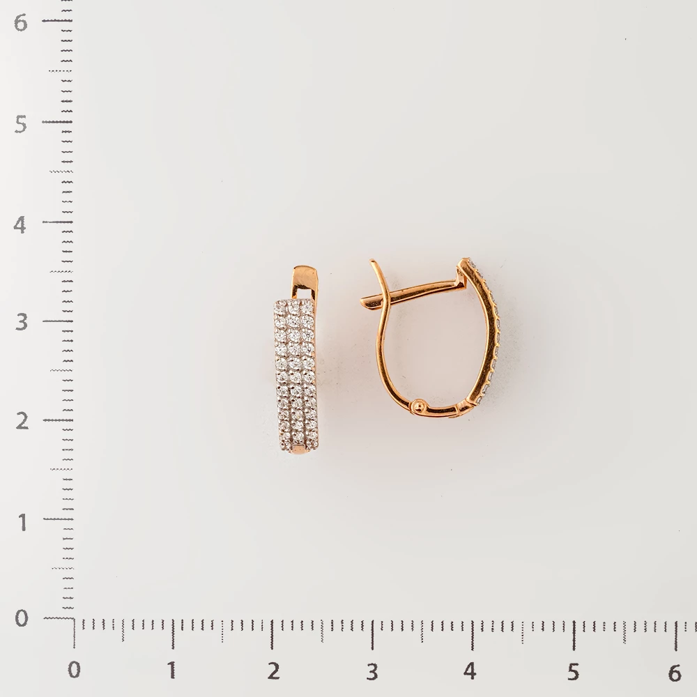 Серьги с фианитом из красного золота 585 пробы