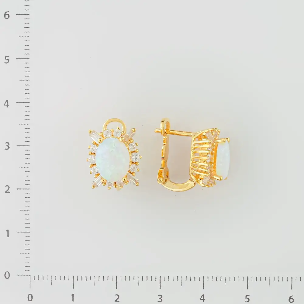 Серьги с опалом синтетическим из красного золота 585 пробы