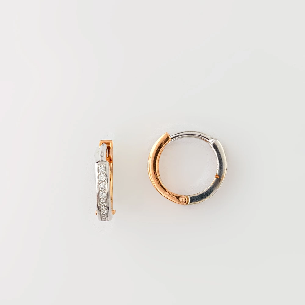 Серьги конго с фианитом из красного золота 585 пробы