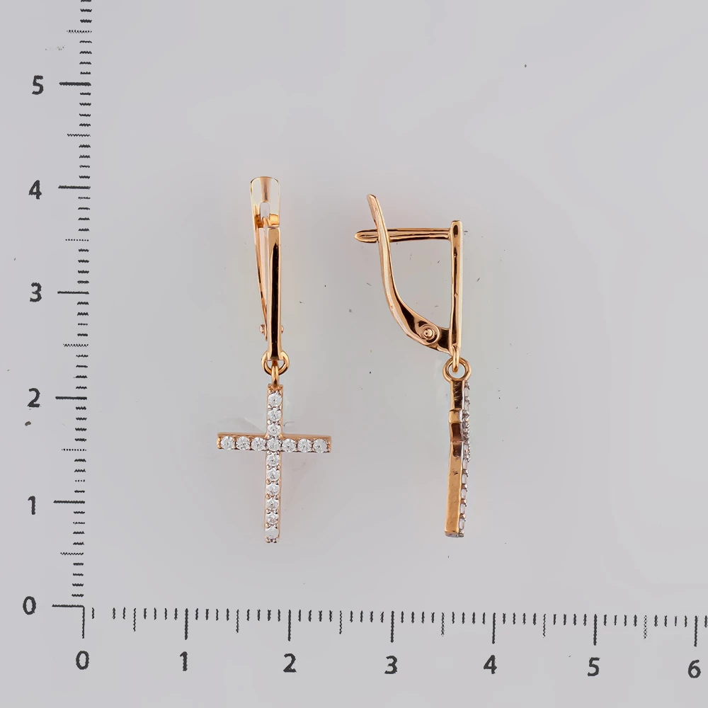 Серьги с фианитом из красного золота 375 пробы