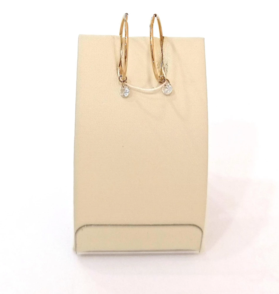 Серьги конго с фианитом из красного золота 585 пробы