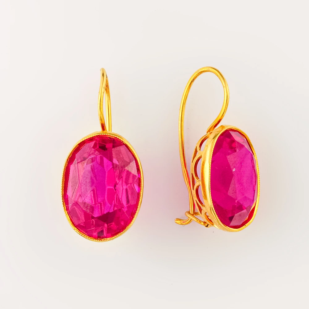 Серьги с фианитом из желтого золота 750 пробы