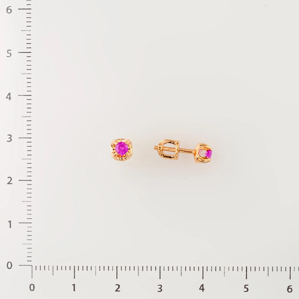 Серьги с рубином из красного золота 585 пробы