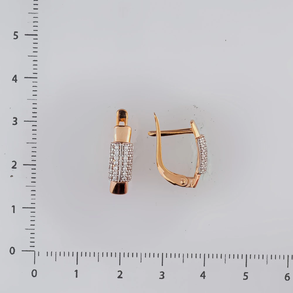 Серьги с фианитом из красного золота 375 пробы
