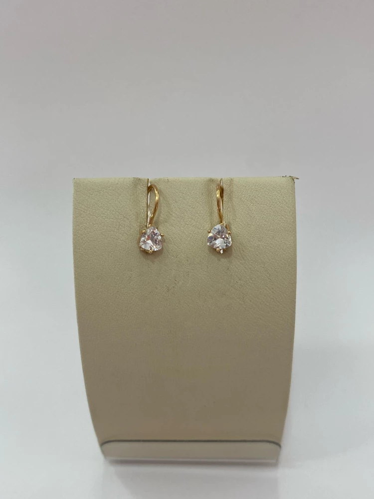 Серьги с фианитом из красного золота 585 пробы
