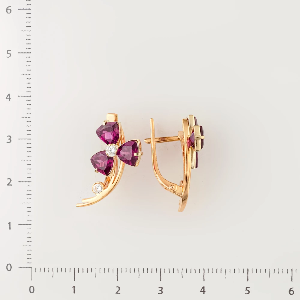 Серьги с ситаллом из красного золота 585 пробы