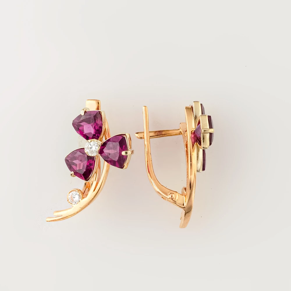 Серьги с ситаллом из красного золота 585 пробы