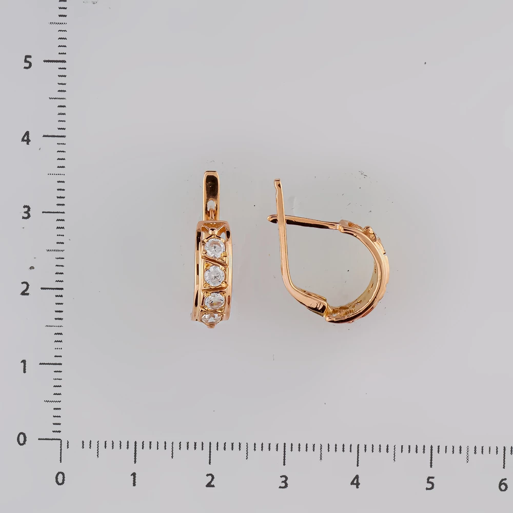 Серьги с фианитом из красного золота 585 пробы