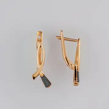 Серьги с фианитом из красного золота 585 пробы