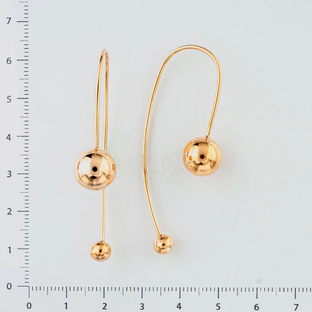 Серьги-продевки из красного золота 585 пробы