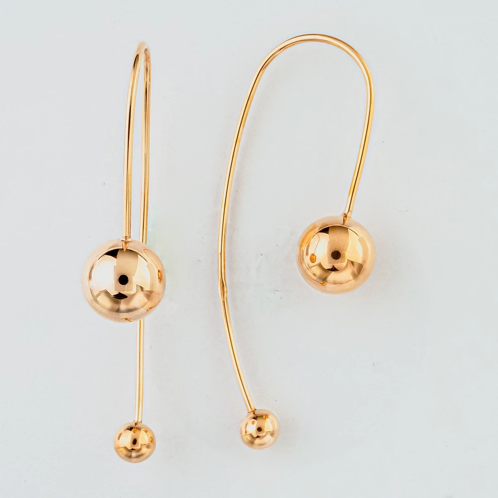 Серьги-продевки из красного золота 585 пробы