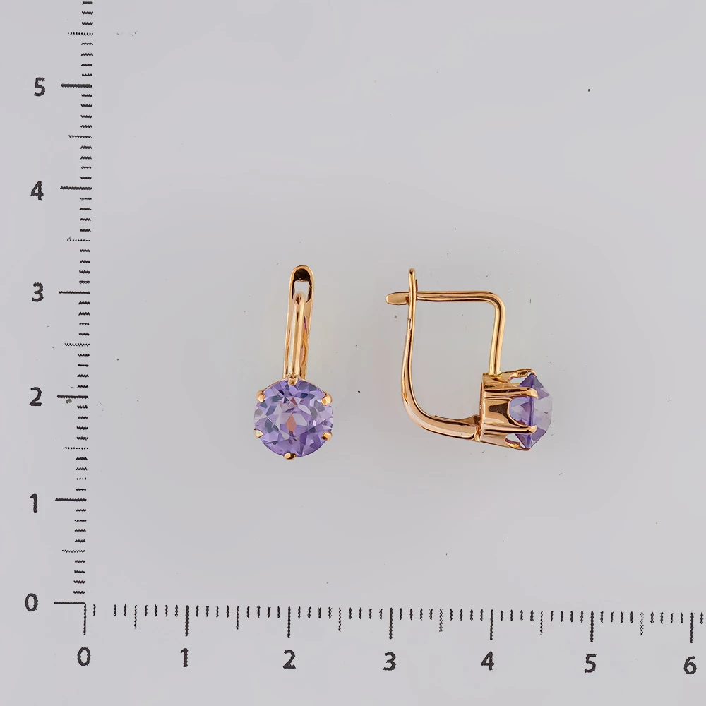 Серьги с фианитом из красного золота 583 пробы