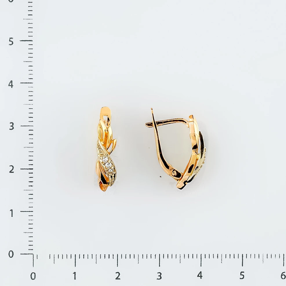 Серьги с бриллиантом из красного золота 585 пробы