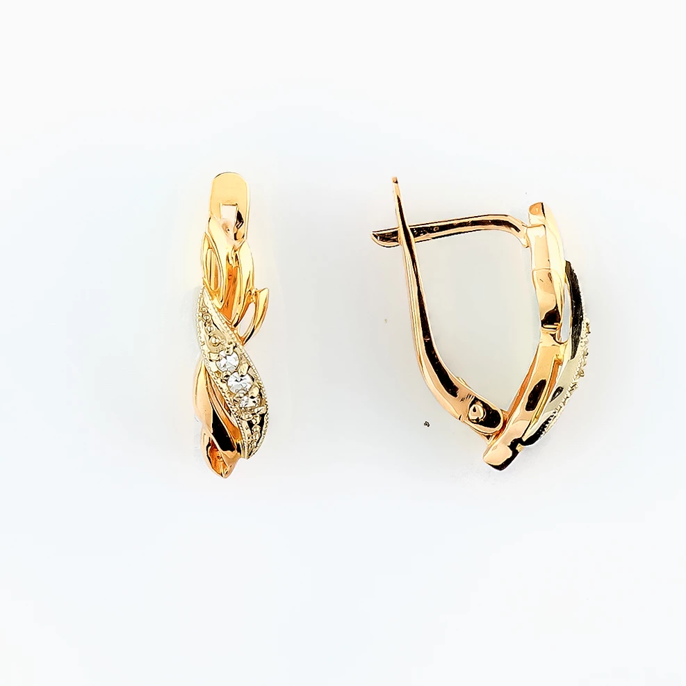 Серьги с бриллиантом из красного золота 585 пробы