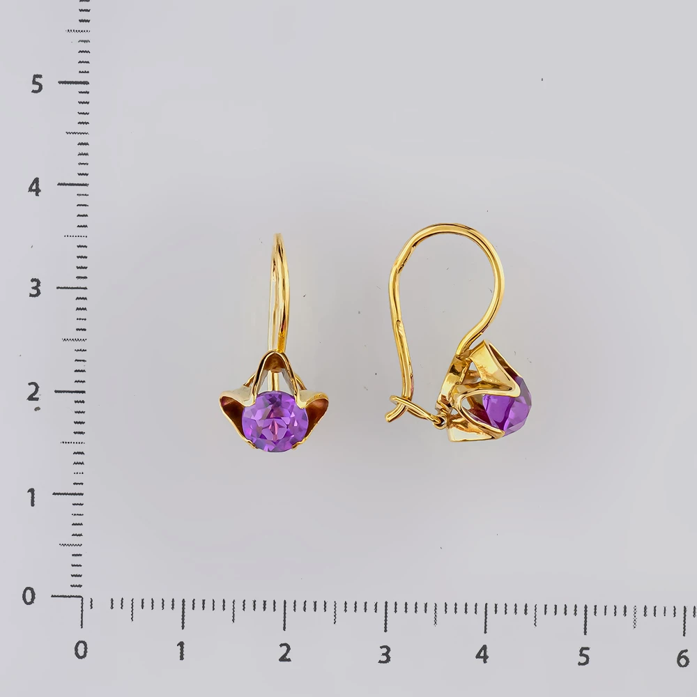 Серьги с фианитом из желтого золота 750 пробы