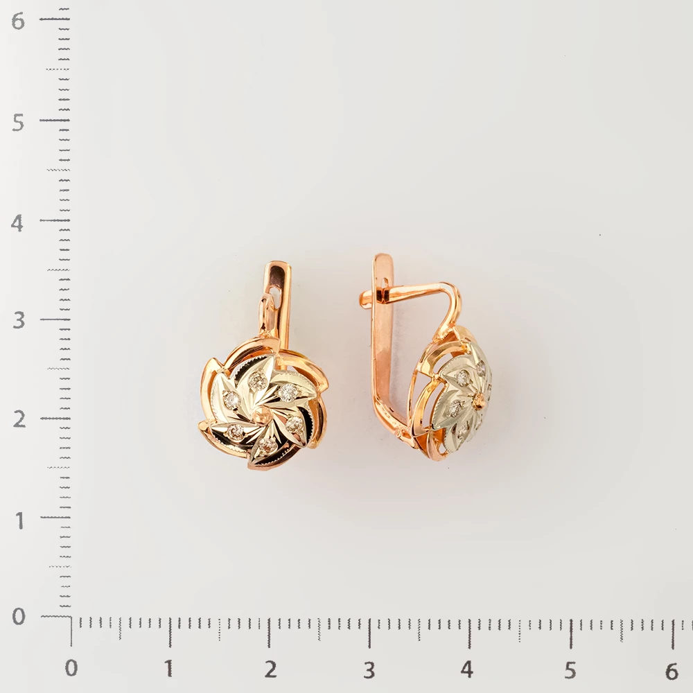 Серьги с бриллиантом из красного золота 585 пробы