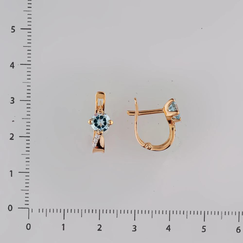 Серьги с топазом из красного золота 585 пробы