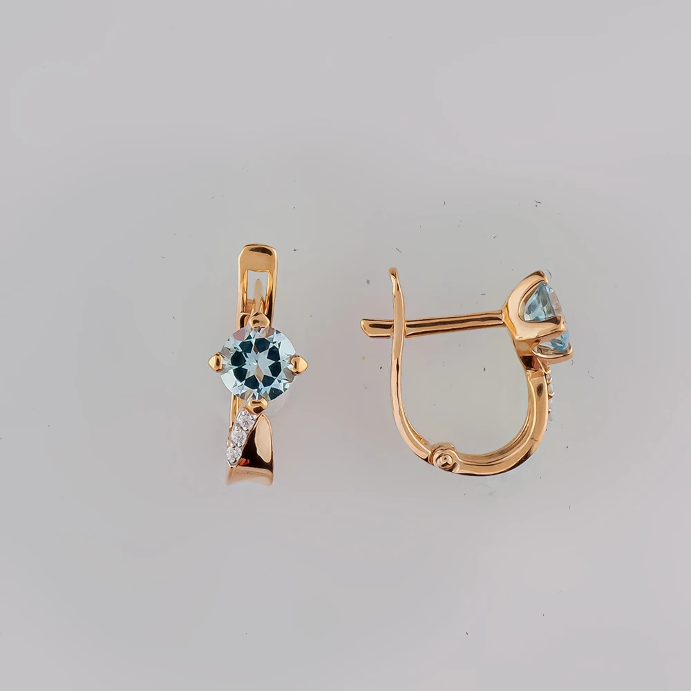 Серьги с топазом из красного золота 585 пробы