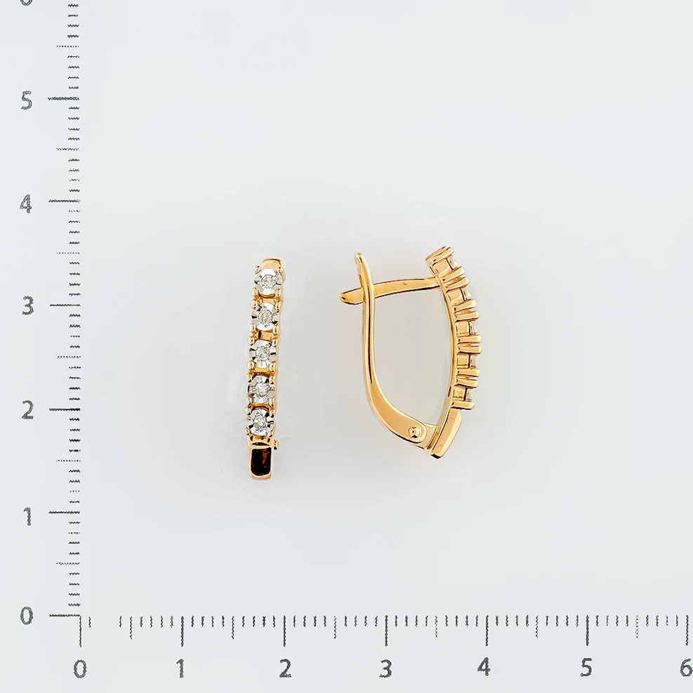 Серьги с бриллиантом из красного золота 585 пробы