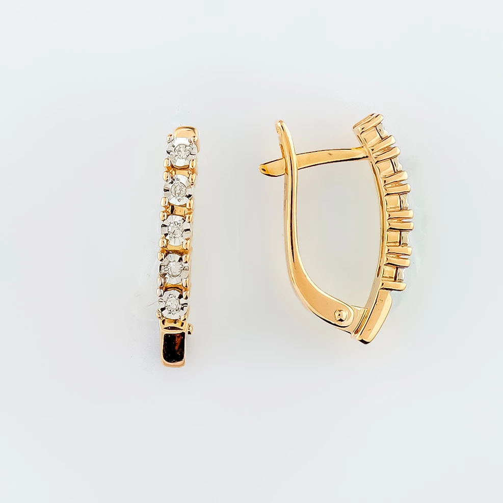 Серьги с бриллиантом из красного золота 585 пробы