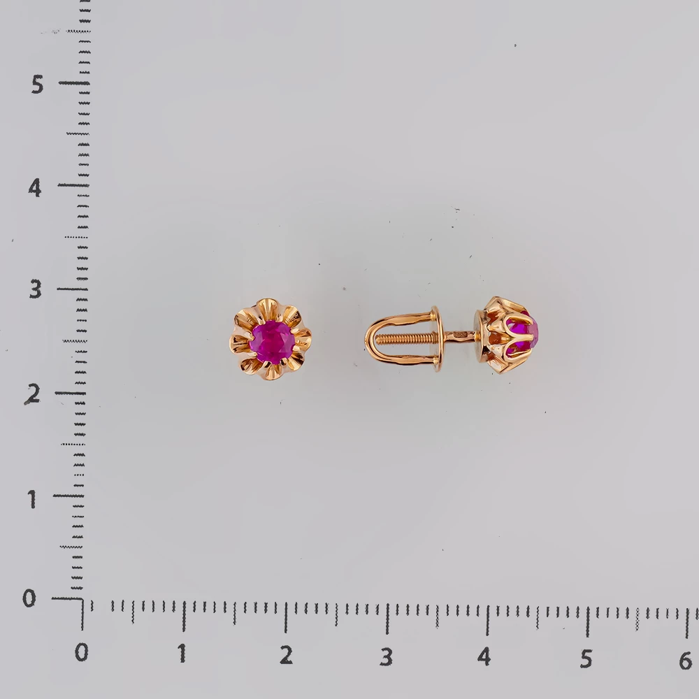 Серьги с фианитом из красного золота 583 пробы