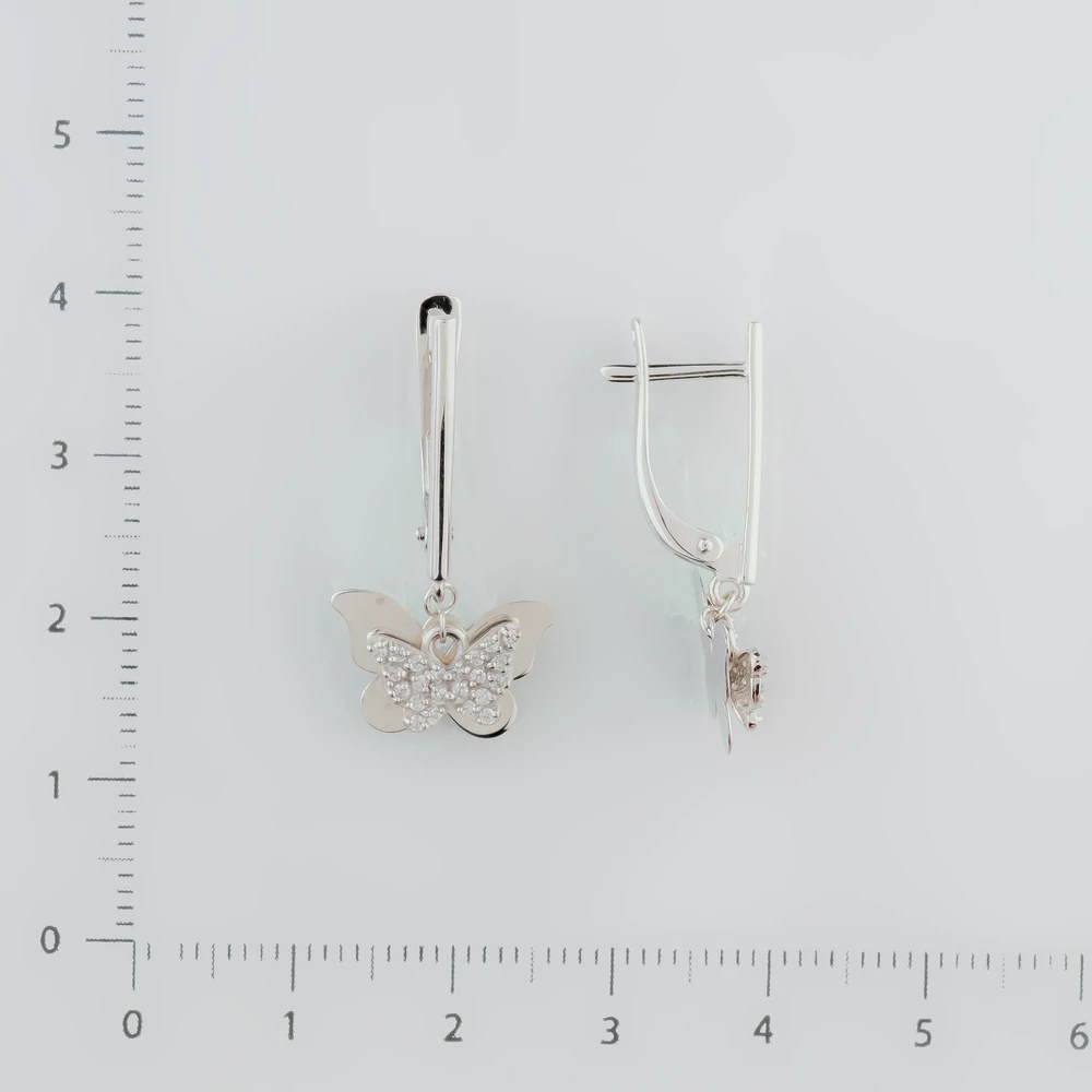 Серьги с фианитом из белого золота 585 пробы