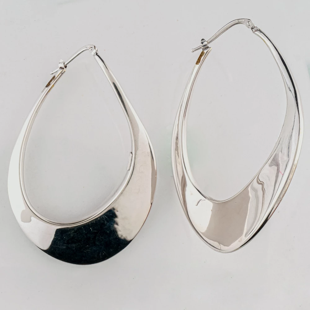 Серьги конго из белого золота 585 пробы