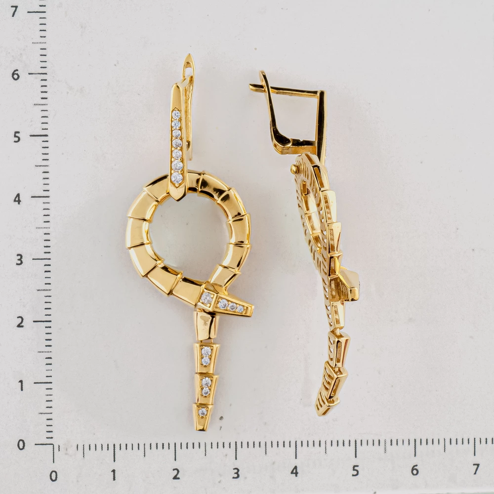 Серьги с фианитом из желтого золота 585 пробы