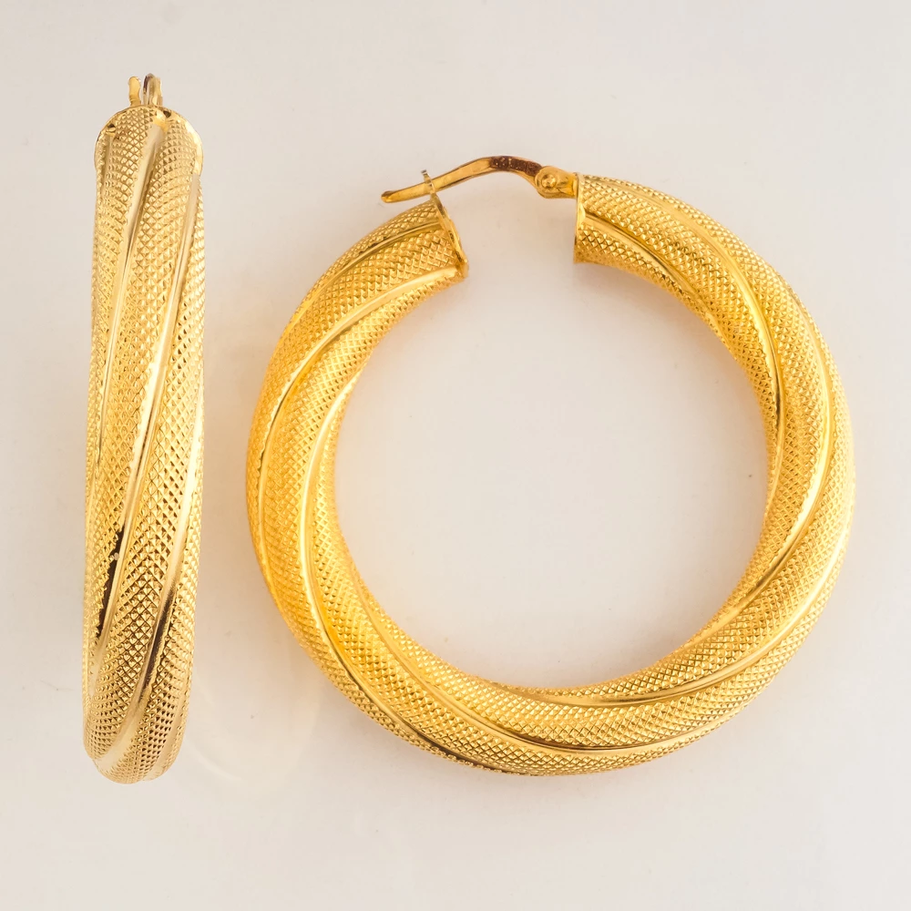 Серьги конго из желтого золота 585 пробы