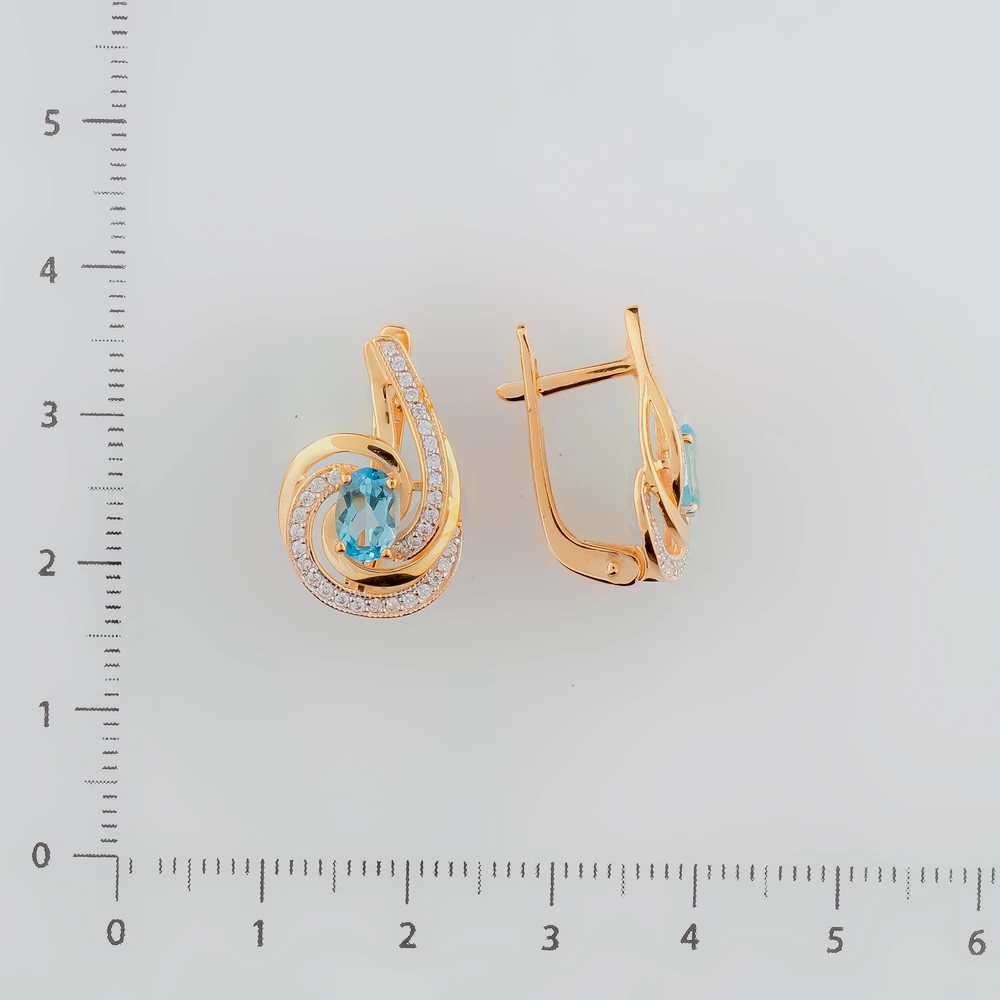 Серьги с топазом из красного золота 585 пробы