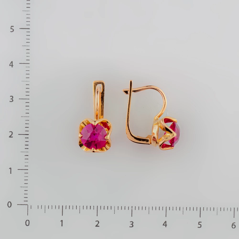 Серьги с фианитом из красного золота 583 пробы