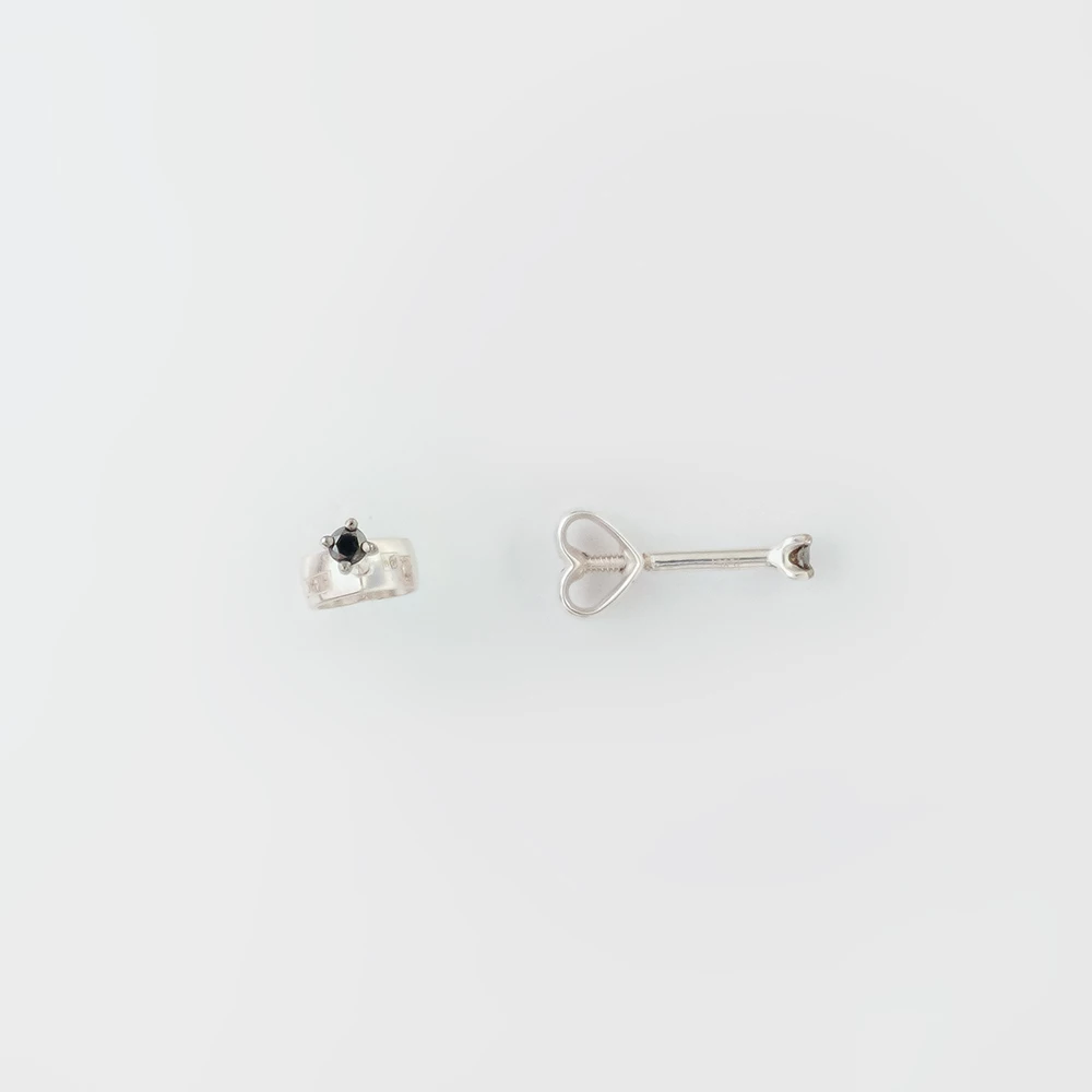 Серьги с бриллиантом из белого золота 585 пробы