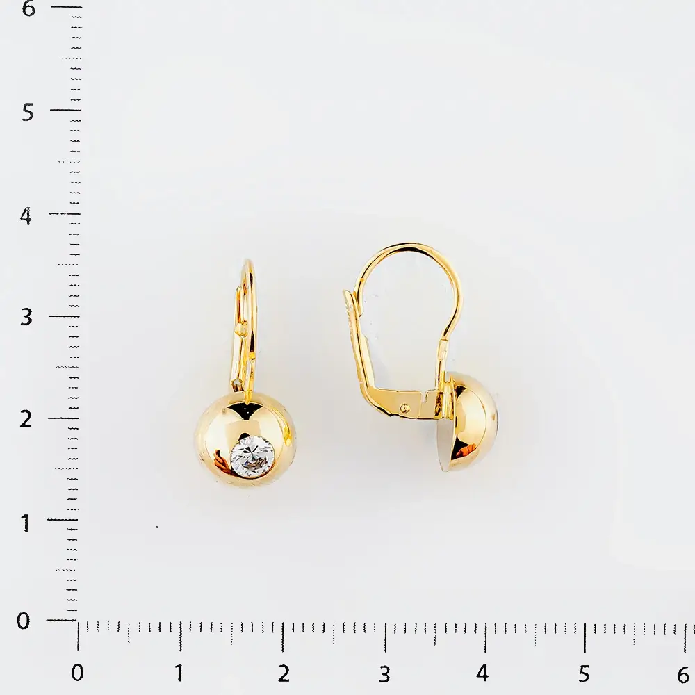Серьги с фианитом из желтого золота 585 пробы