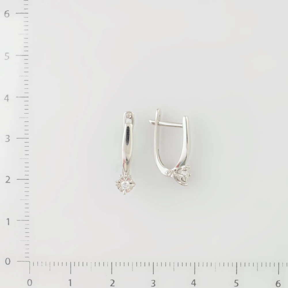 Серьги с бриллиантом из белого золота 585 пробы