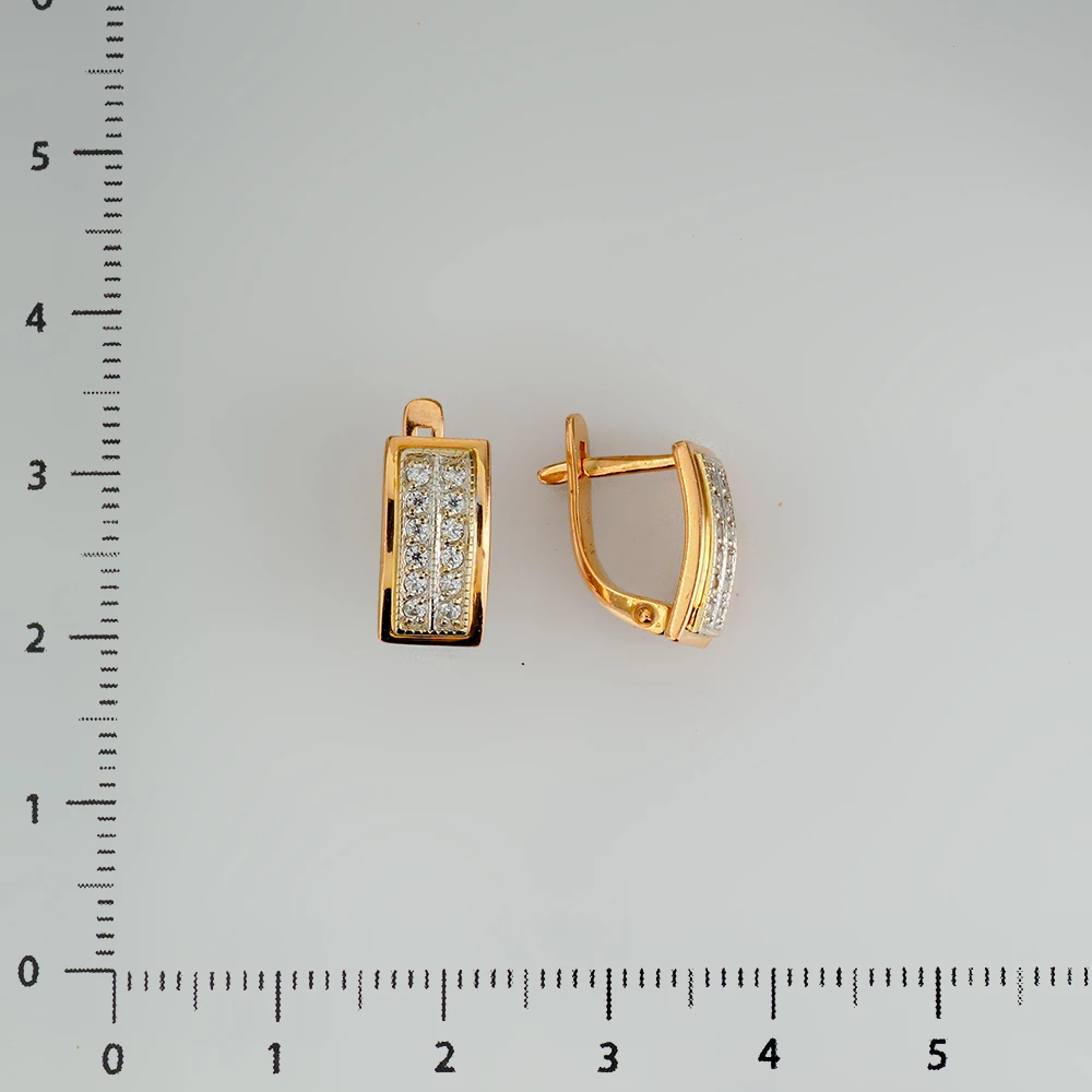 Серьги с фианитом из красного золота 585 пробы
