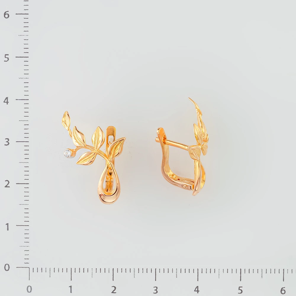 Серьги с фианитом из желтого золота 585 пробы