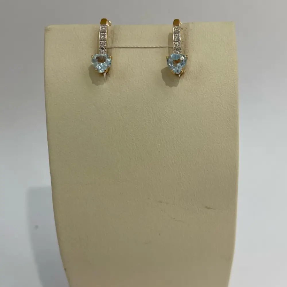 Серьги с топазом из красного золота 585 пробы