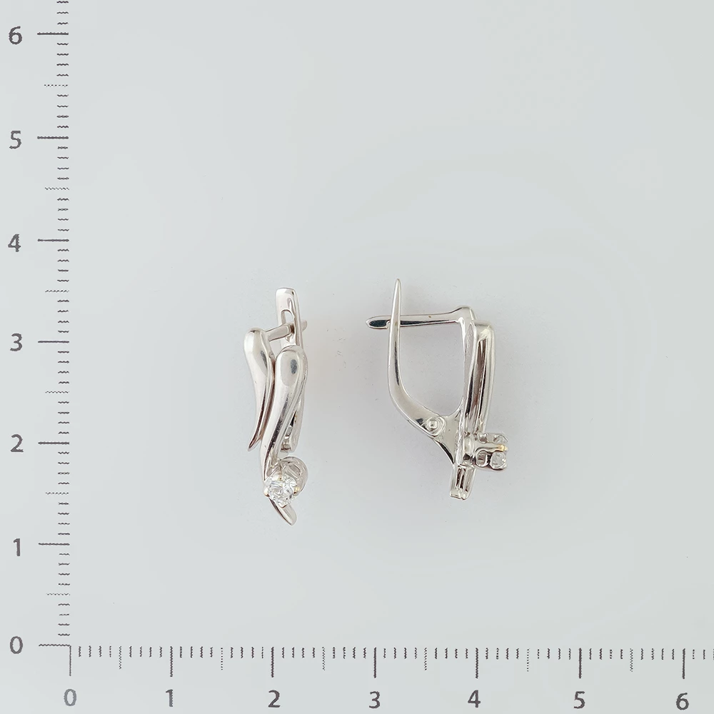 Серьги с фианитом из белого золота 585 пробы