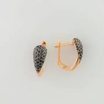Серьги с фианитом из красного золота 585 пробы