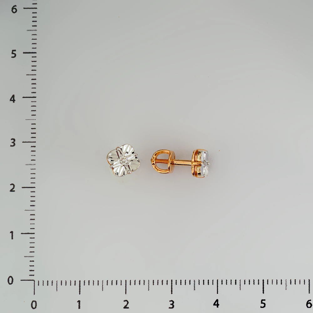 Серьги с бриллиантом из красного золота 585 пробы