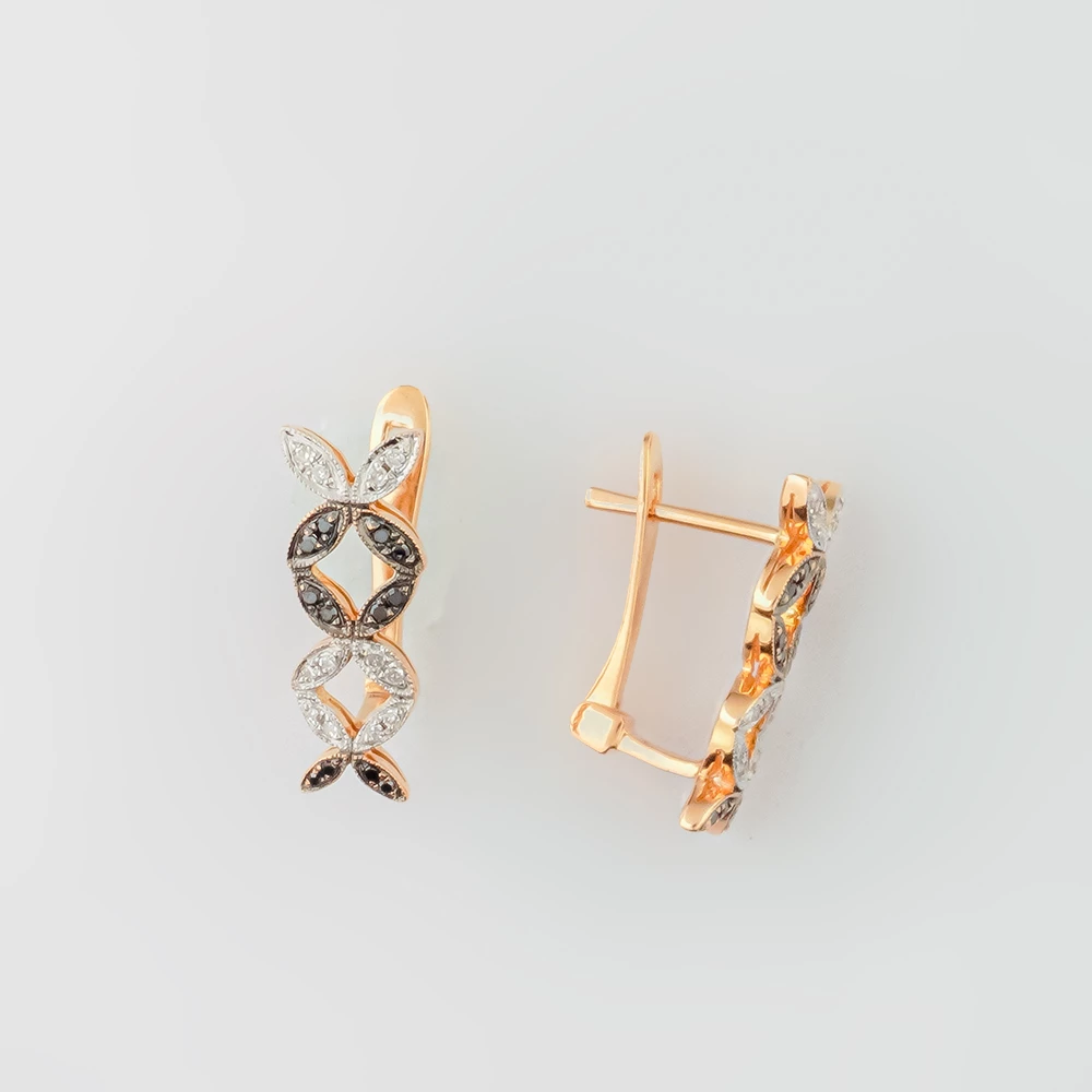 Серьги с бриллиантом из красного золота 585 пробы