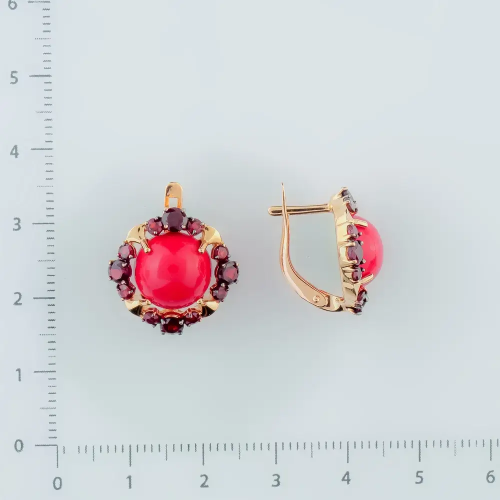 Серьги с кораллом из красного золота 585 пробы 2