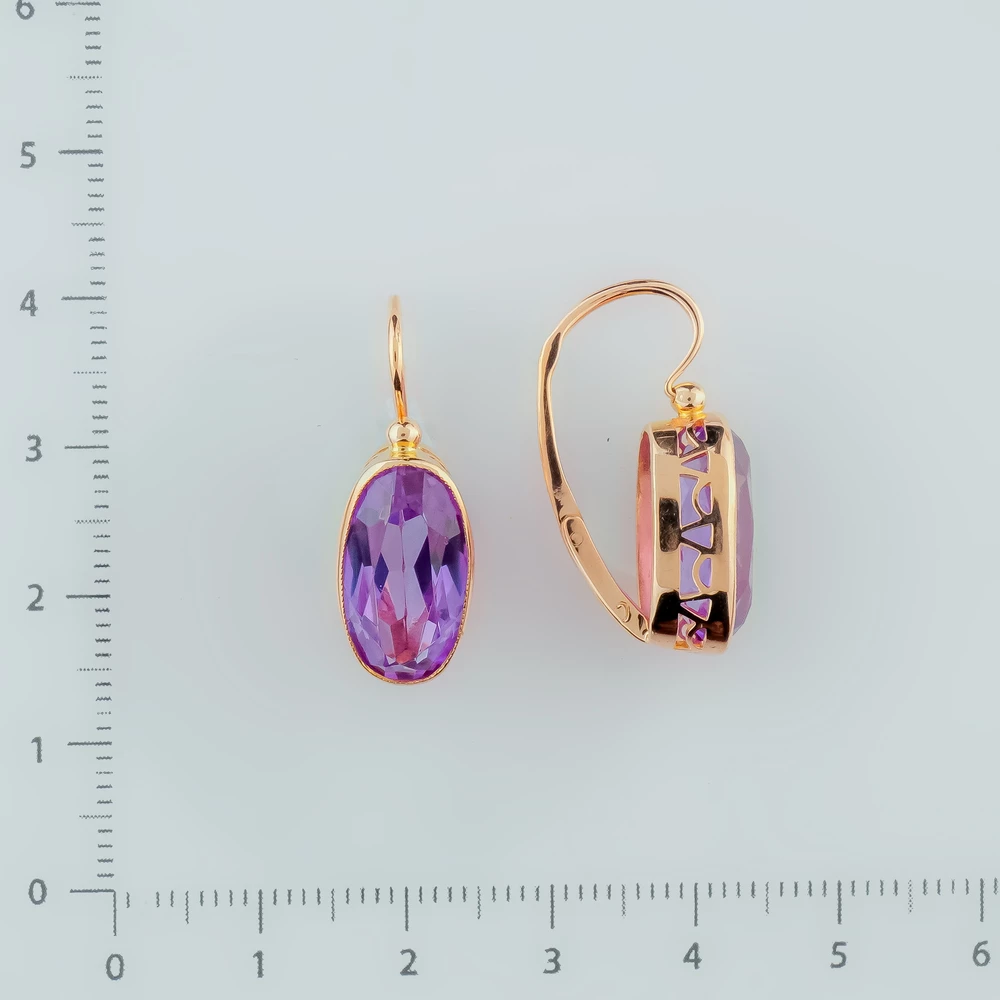 Серьги с фианитом из красного золота 583 пробы