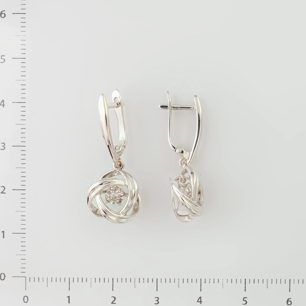 Серьги с бриллиантом из белого золота 585 пробы